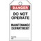 Panduit Tag, Dngr Do Not Oper., Rd/bl/wh, PK5 PVT-44 - alternate 1
